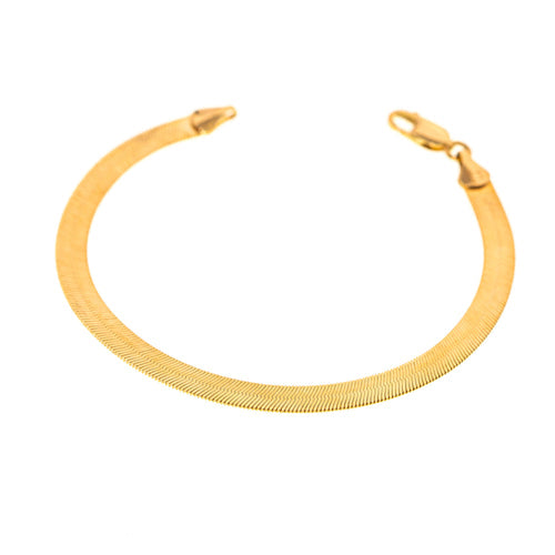 Gold herringbone bracelet with a 3.7mm width, featuring a sleek, flat design perfect for elegant and modern styling-2